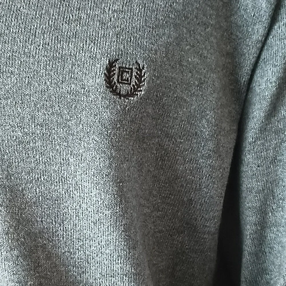 Chaps Men's Gray V Neck Sweater XL Cotton & Cashmere Blend Pullover